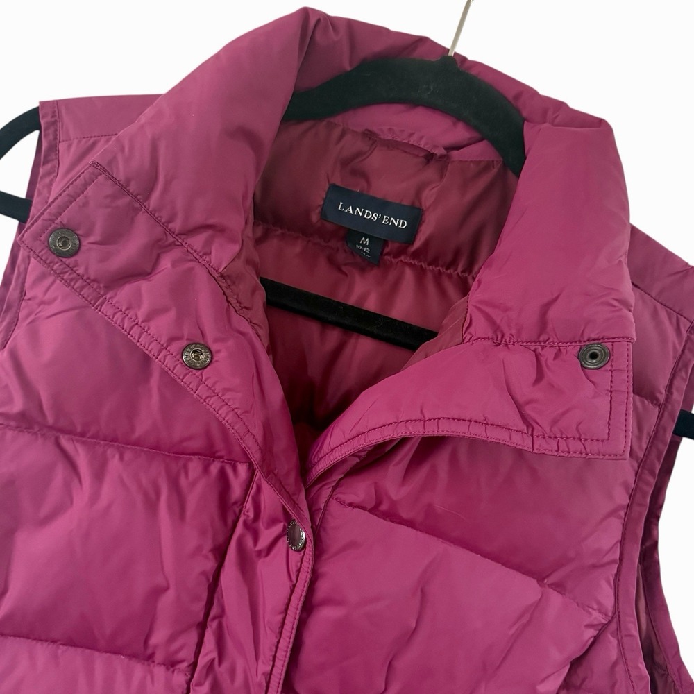 Lands End Goose Down Puffer Vest Womens Medium‎ Pink Insulated Quilted Jacket